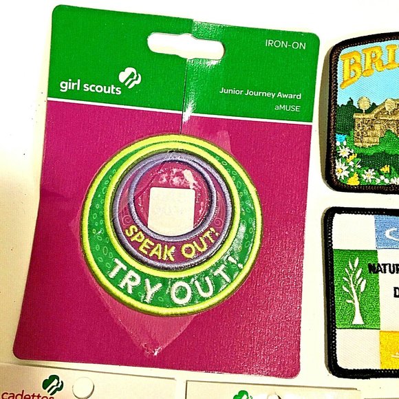 Girl Scout Patch Senior Cadette Bridging Day Camp Speak Out Badges Lot 6 ALL NEW - Picture 4 of 6